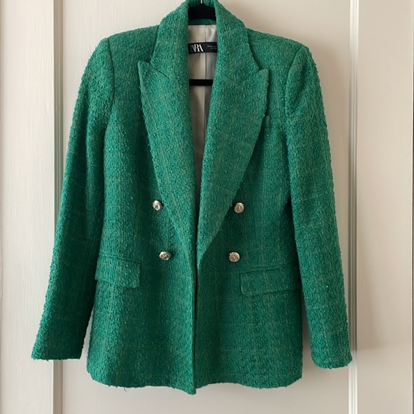 Zara Textured Double Breasted Blazer - Picture 9 of 11